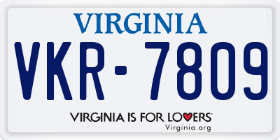 VA license plate VKR7809