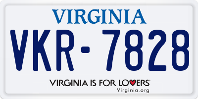 VA license plate VKR7828