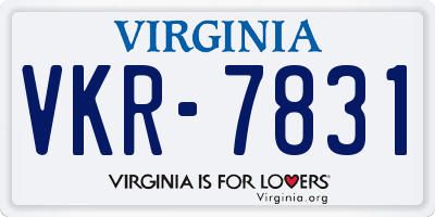 VA license plate VKR7831