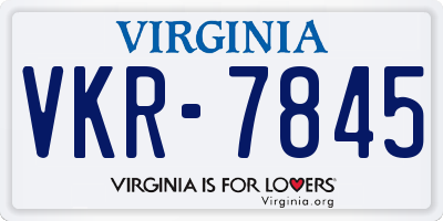 VA license plate VKR7845