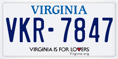 VA license plate VKR7847