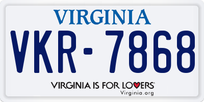 VA license plate VKR7868