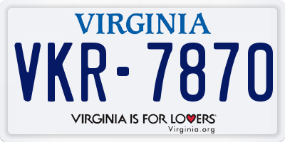 VA license plate VKR7870