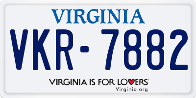 VA license plate VKR7882