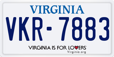 VA license plate VKR7883