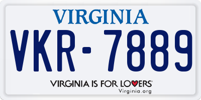 VA license plate VKR7889