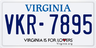 VA license plate VKR7895