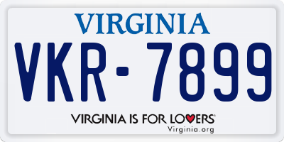 VA license plate VKR7899