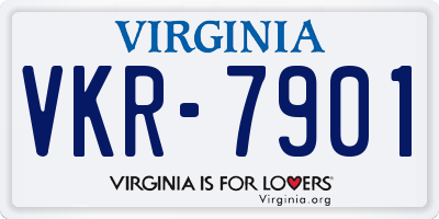 VA license plate VKR7901