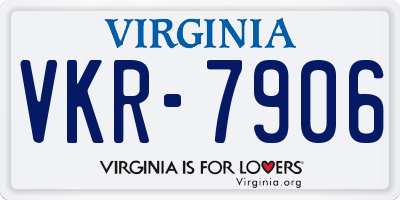 VA license plate VKR7906
