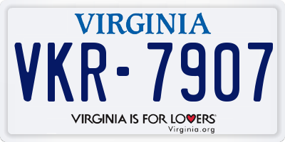 VA license plate VKR7907