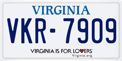 VA license plate VKR7909