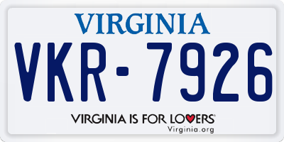 VA license plate VKR7926