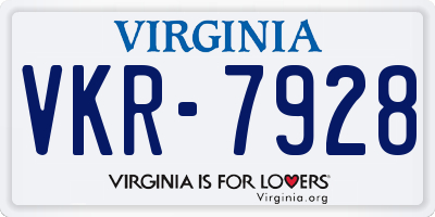 VA license plate VKR7928