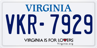 VA license plate VKR7929