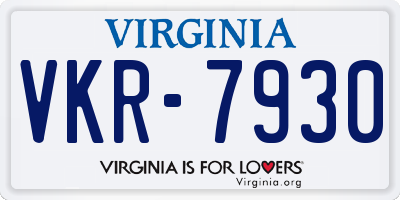 VA license plate VKR7930