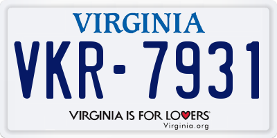 VA license plate VKR7931