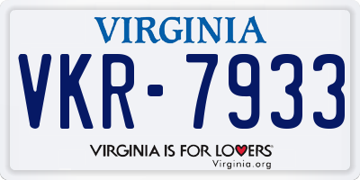 VA license plate VKR7933