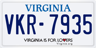VA license plate VKR7935