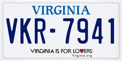 VA license plate VKR7941