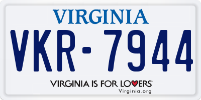 VA license plate VKR7944