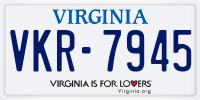 VA license plate VKR7945