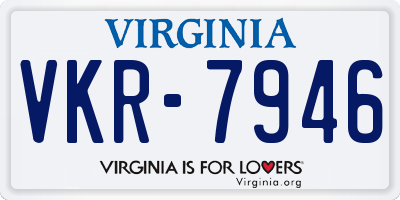 VA license plate VKR7946