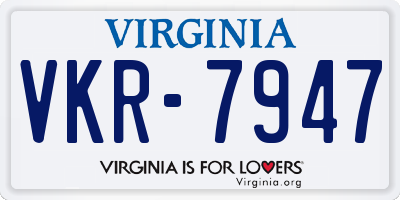 VA license plate VKR7947
