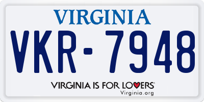VA license plate VKR7948