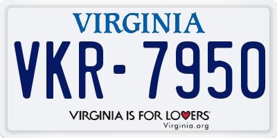 VA license plate VKR7950