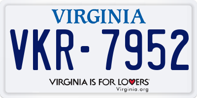 VA license plate VKR7952