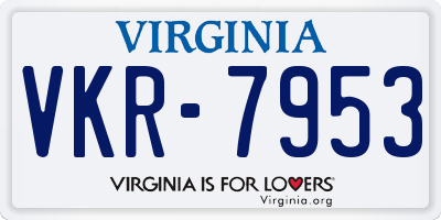 VA license plate VKR7953