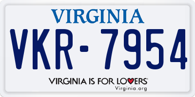 VA license plate VKR7954