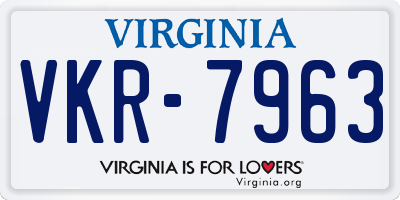 VA license plate VKR7963