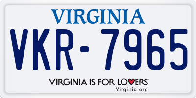 VA license plate VKR7965