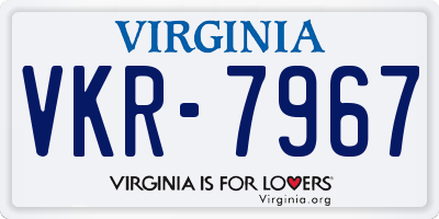 VA license plate VKR7967