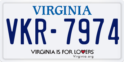 VA license plate VKR7974