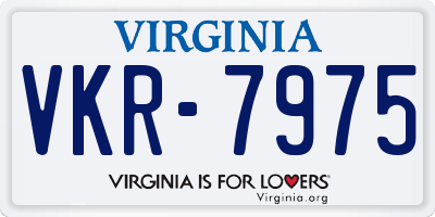 VA license plate VKR7975