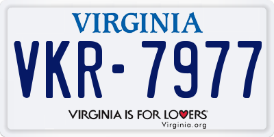 VA license plate VKR7977