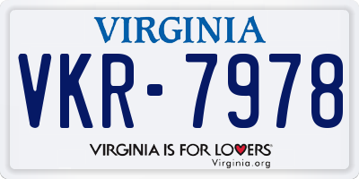 VA license plate VKR7978