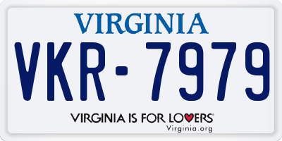 VA license plate VKR7979