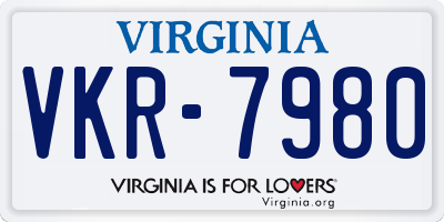 VA license plate VKR7980