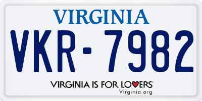 VA license plate VKR7982