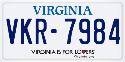 VA license plate VKR7984