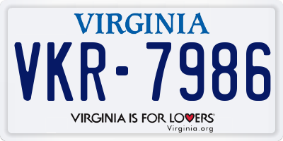VA license plate VKR7986