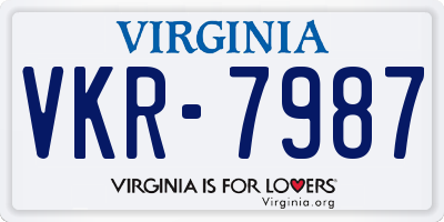 VA license plate VKR7987