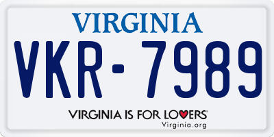 VA license plate VKR7989