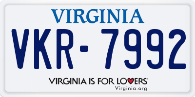 VA license plate VKR7992