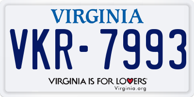 VA license plate VKR7993
