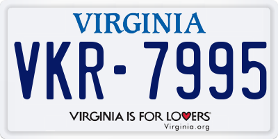VA license plate VKR7995